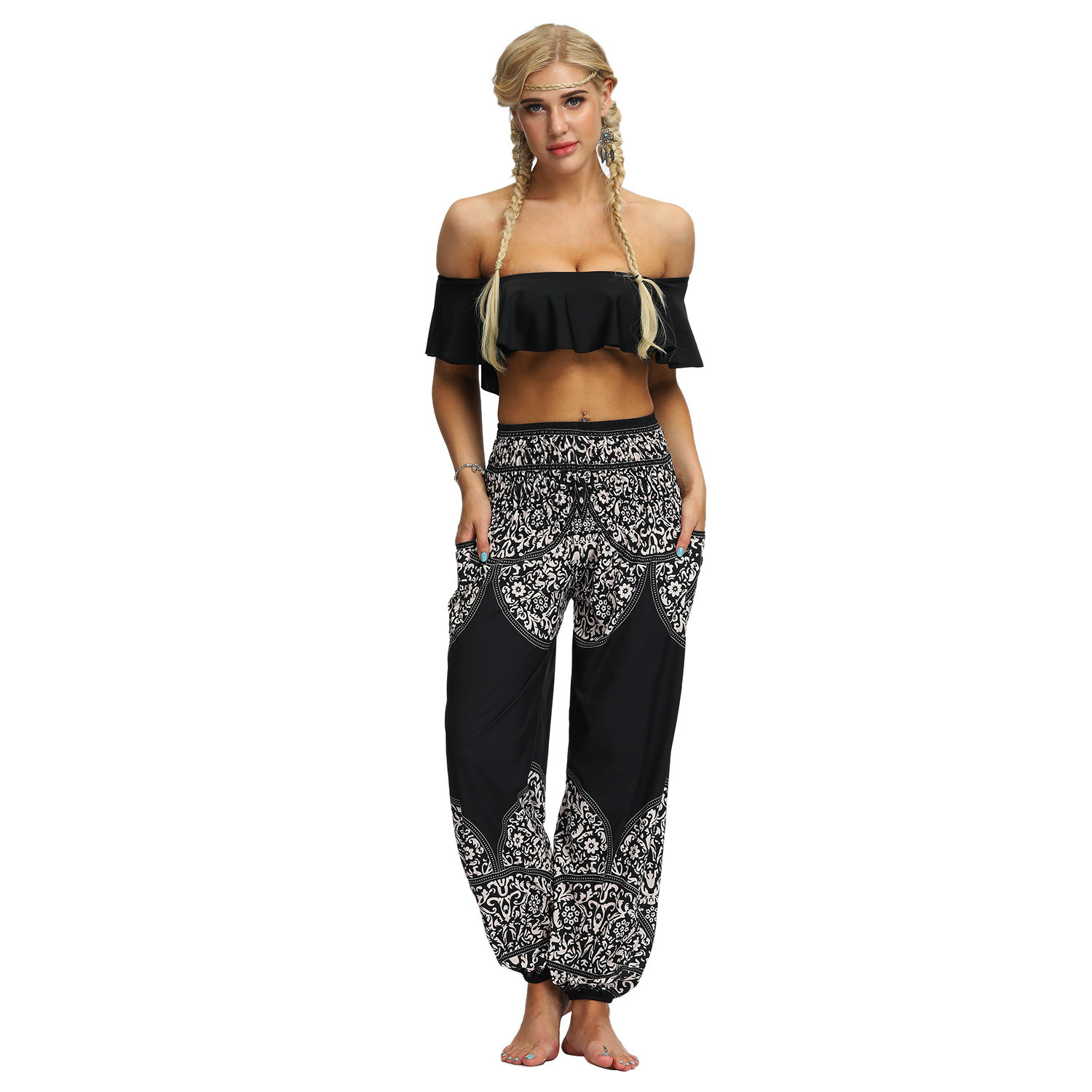 Women's Ethnic Sports Print Yoga Pants - Image 8