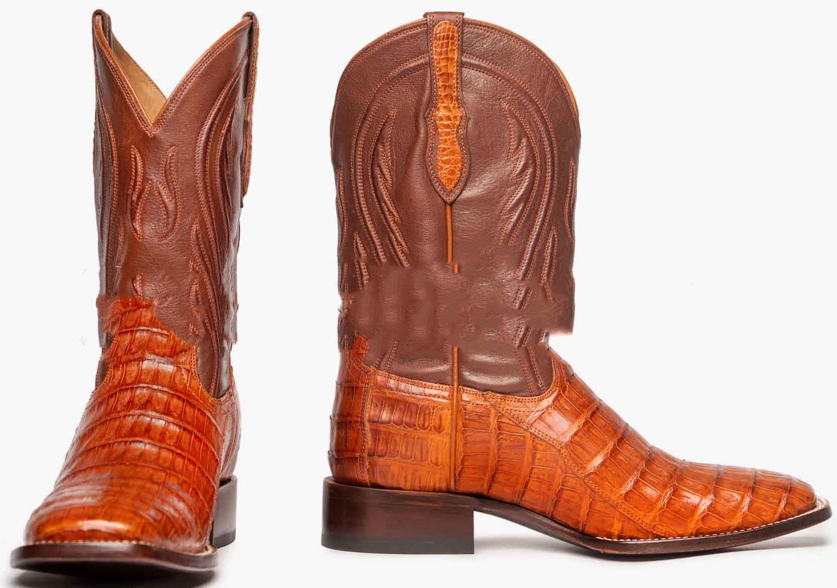 Embroidered Tube Edge Stitching Plaid Pointed Men's Boots - Image 9