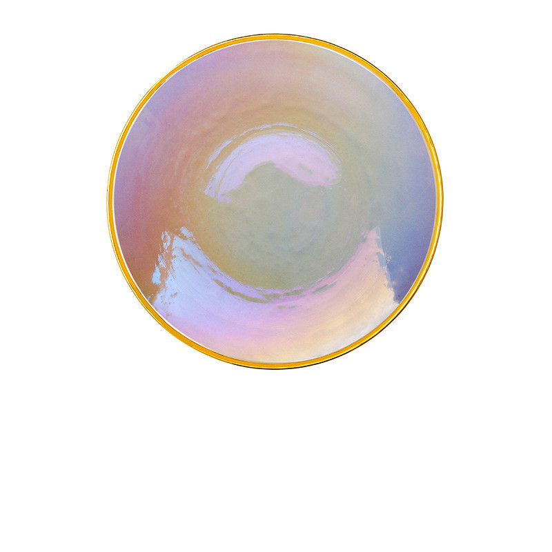 Rainbow Ion Plated Hammer Pattern Glass Plate Bowl Fruit Plate Bowl Set - Image 4