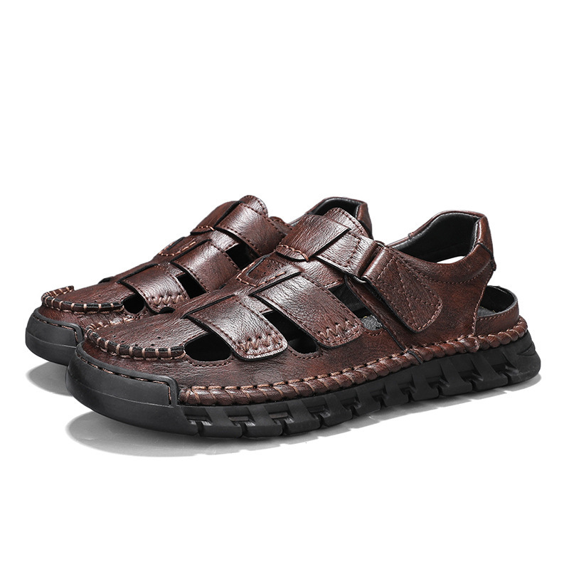 Men's Simple All-match Leather Non-slip Sandals - Image 2