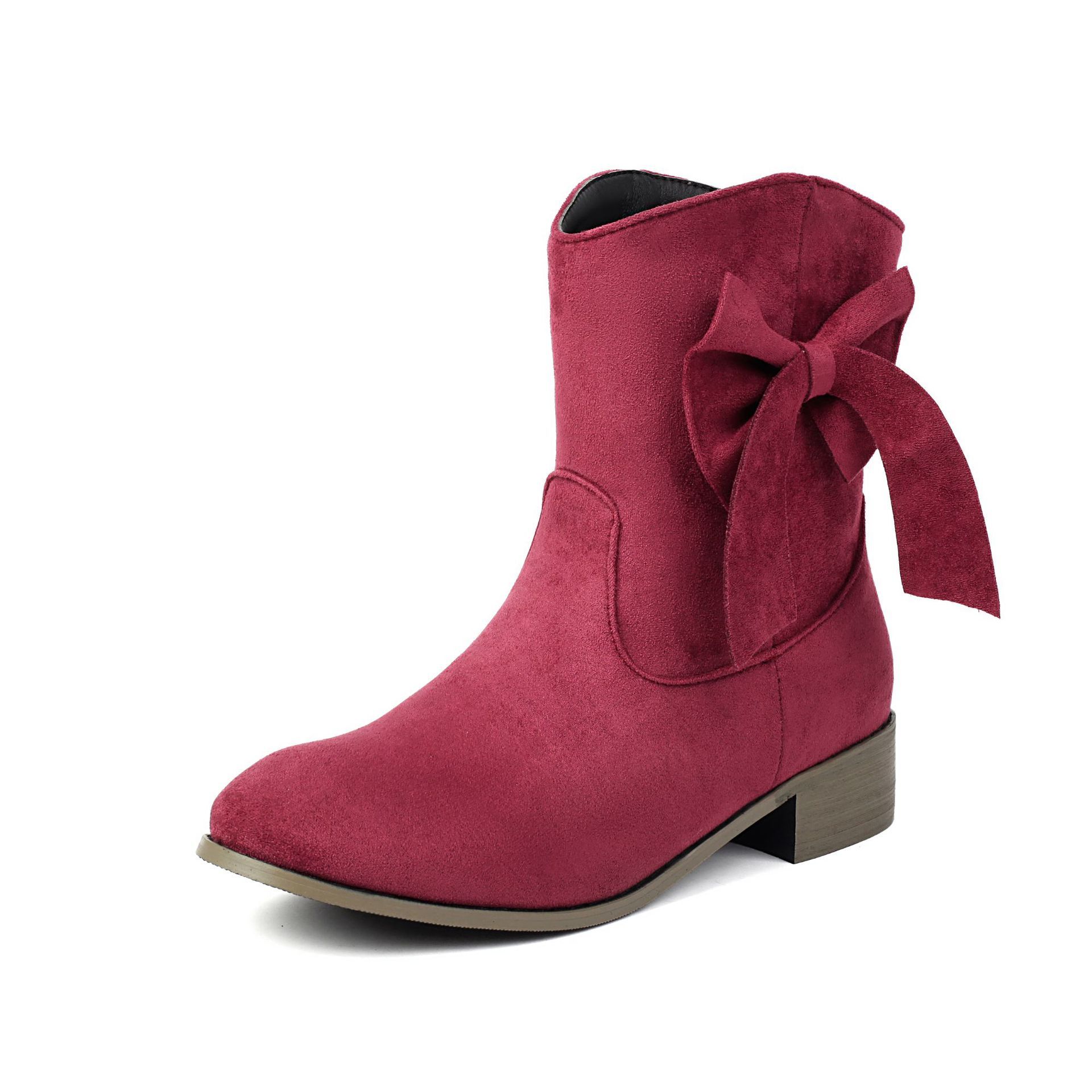 Low Heel Suede Large Size Sweet Bow Casual Boots - Image 9