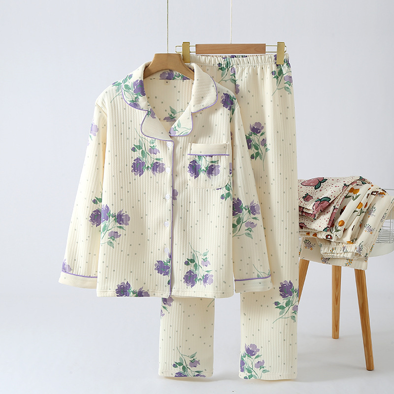 Women's Winter Thick Loose Air Cotton Pajamas Suit — изображение 5