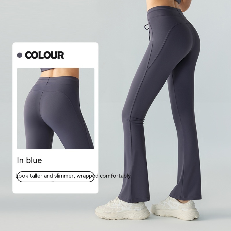 Waist Slimming And Hip Lifting Casual Yoga Pants Bilateral Pocket Yoga Bell-bottom Pants - Image 7