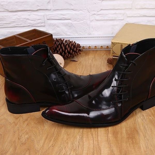 Light Luxury New Korean Style Men's Pointed Leather Boots - Image 4