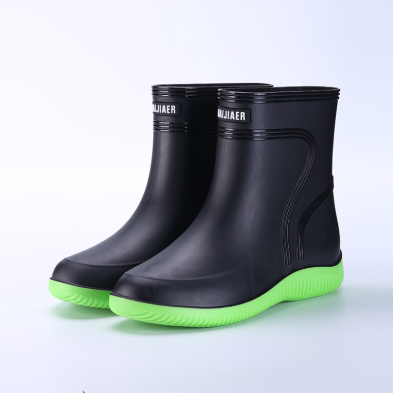Men's Rain Mid-top Rain Boots Waterproof Non-slip Kitchen Glue Car Wash Work Shoes – Bild 7