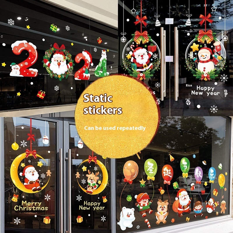 Christmas Decorations Static Sticker Santa Claus Window Sticker - Image 4