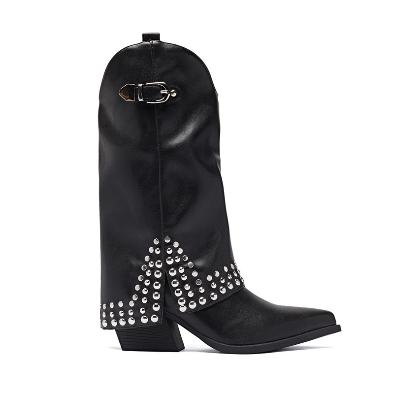 Spring And Autumn Pointed Knight Boots Women - Image 3