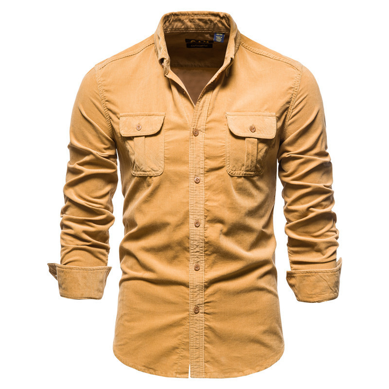 Cotton Japanese Corduroy Slim Casual Men's Shirt - Image 5