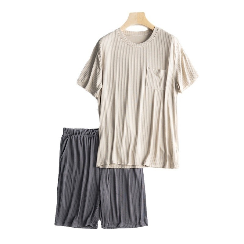 Men's Home Wear Thin Summer T-shirt Half Sleeve Shorts Suit Skin-friendly — изображение 5