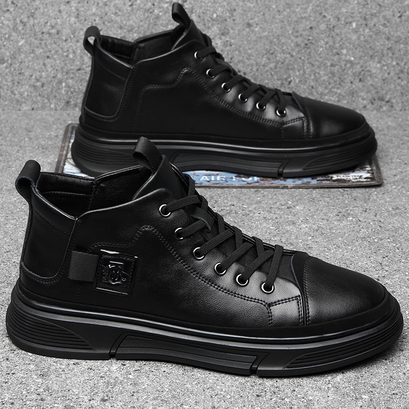 High-top Men's Shoes Winter Men's Leather Shoes Leather Casual - Image 2