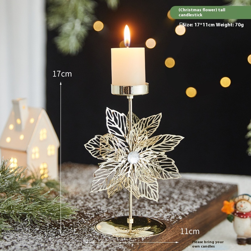 Romantic Christmas Wrought Iron Candlestick Candle Tray Decoration - Image 8