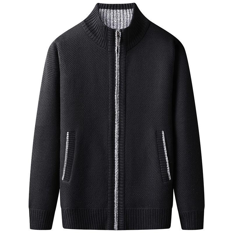 Men's Solid Color Stand Collar Cardigan Sweaters Coat - Image 5