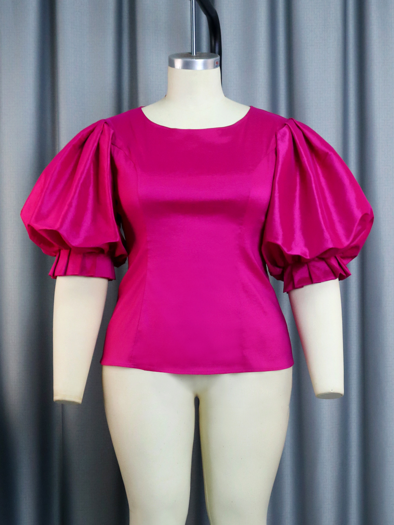 Summer Satin Lantern Sleeve Waist-controlled Top — изображение 2
