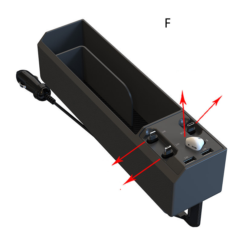 In Car Seat Slot Storage Box Charger With Retractable Cord - Image 8