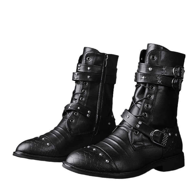 Middle Tube Leather Boots Ceremonial Motorcycle Men's Martin Performance - Image 2