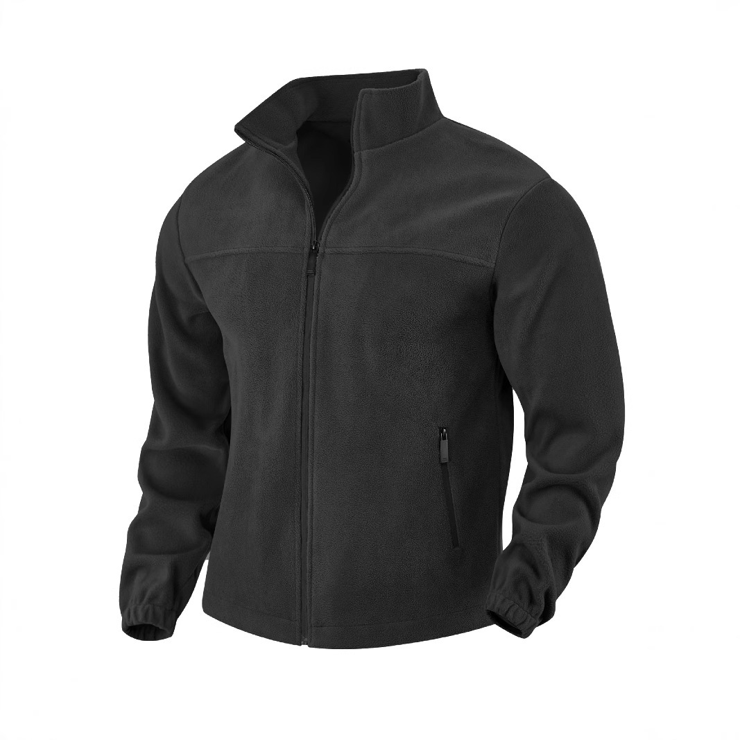Men's Polar Fleece Jacket Outdoor Zipped Stand Collar Coat - Image 4