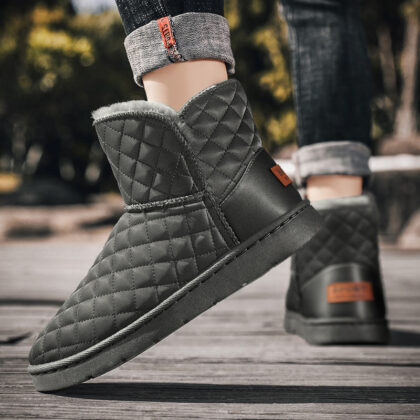 Thick Plush Snow Boots Men's Leather Non-slip Waterproof Thermal