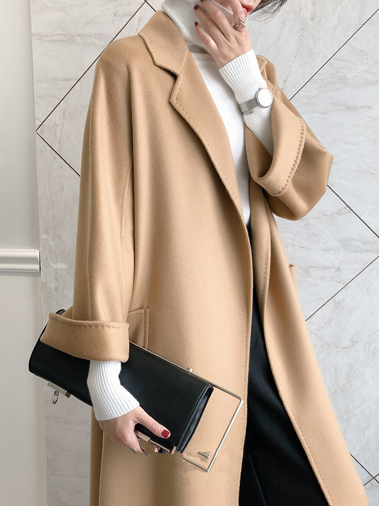 Loose water wave double face cashmere coat - Image 3