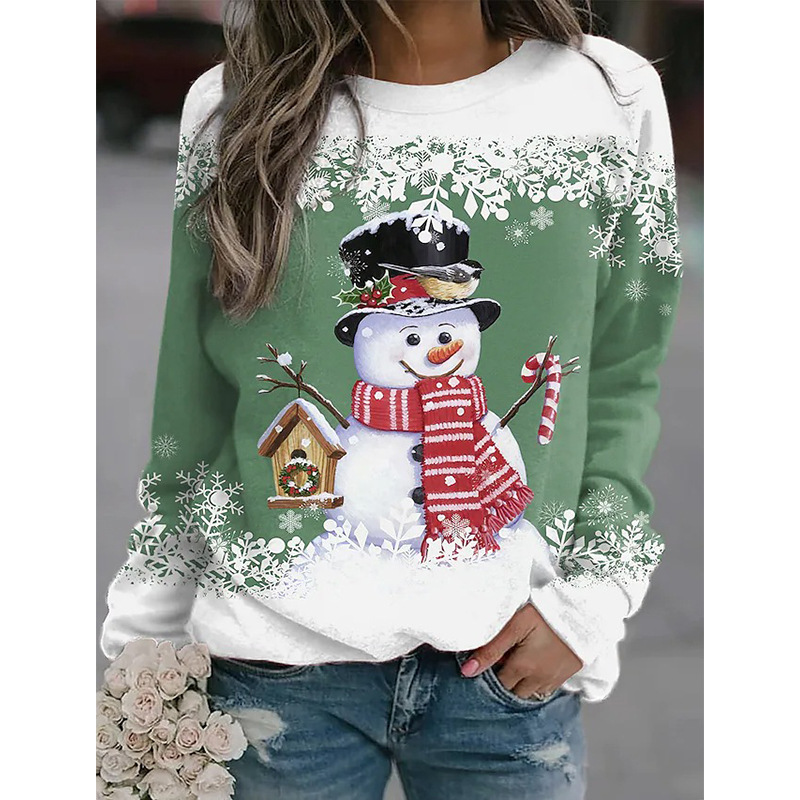 Snowman Printed Panel Loose Sweater — изображение 7