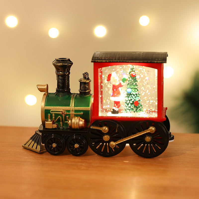 New Christmas Decoration Santa Claus Water Injection Brush Gold Train Decoration Small Night Lamp Christmas Gift - Image 7