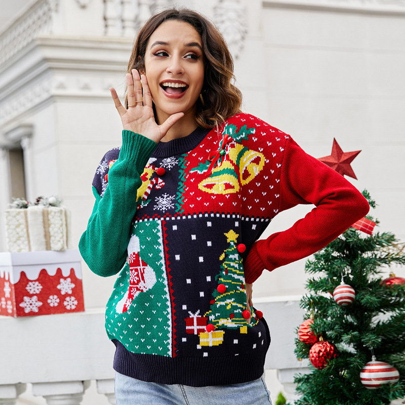 Women's Pullover Christmas Tree Snowflake Christmas Knit Sweater – Bild 2