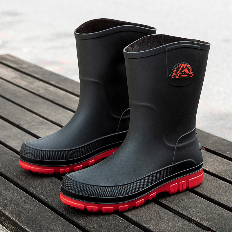 Men's Fashionable Outdoor Middle Tube Non-slip Rain Boots - Image 7