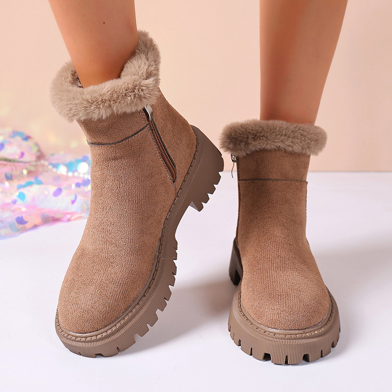 Insulated Cotton-padded Shoes Martin Boots Plus Size Thick Bottom Chunky Heel Bootie - Image 4