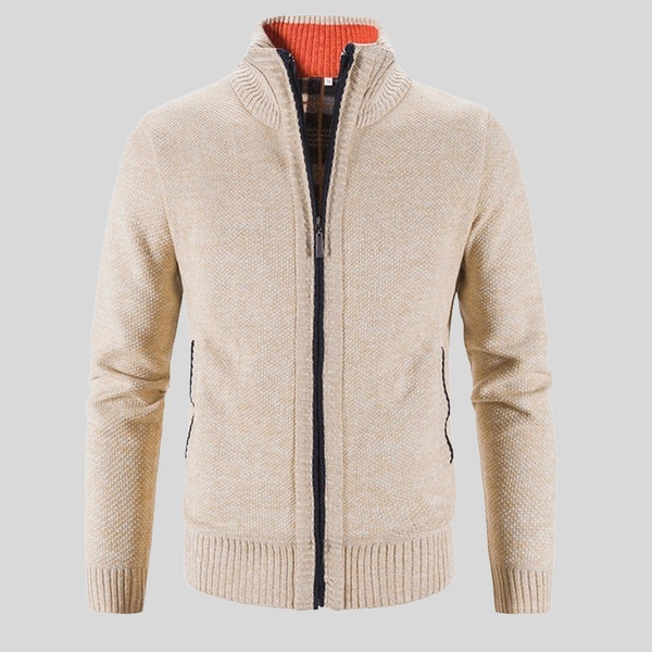 Men's Solid Color Stand Collar Cardigan Jacket - Image 6
