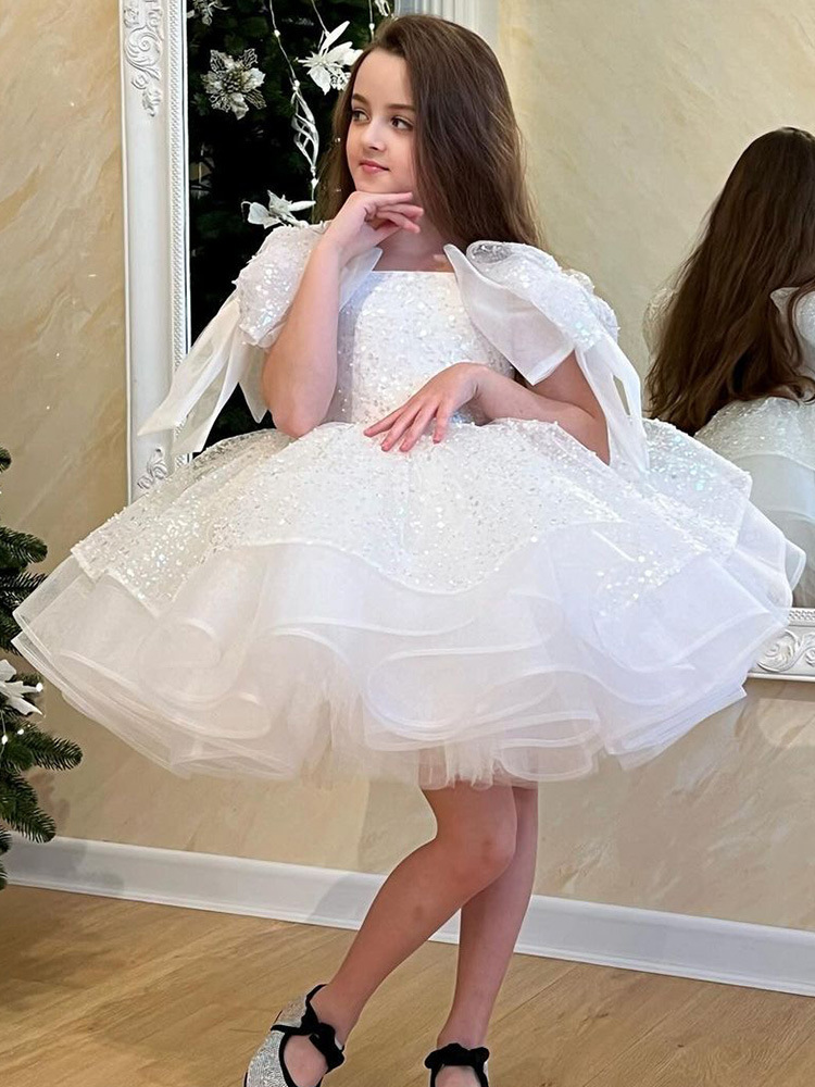 Girls' White Birthday Party Formal Dress Skirt — изображение 6