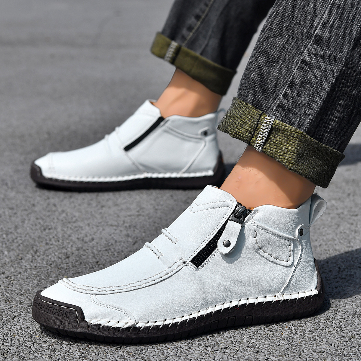 Men's Flats Ankle Boots Fashion Casual Side-zipper Boot Temperament Commuter Shoes - Image 8