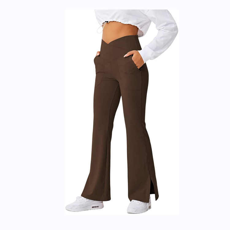 Spring Women's Workout Exercise Pants Akimbo Pants Split Flared Pants - Image 5