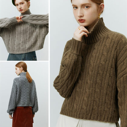 Fried Dough Twists High Neck Sweater For Women In Autumn And Winter