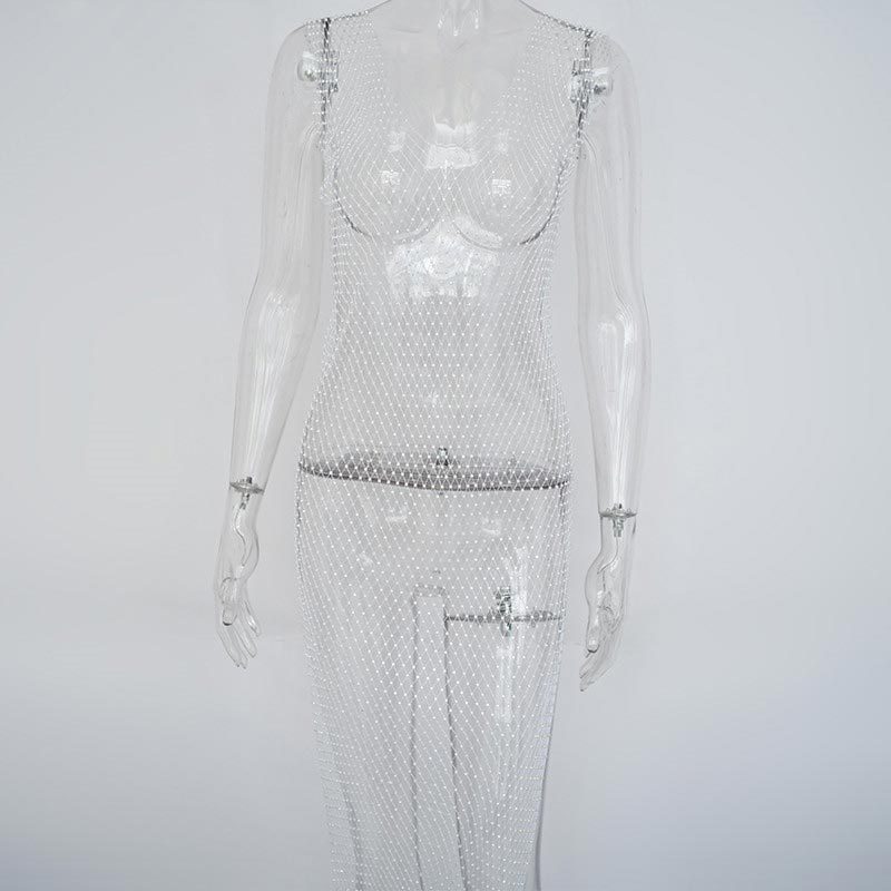 Sexy long evening dress with high waist slit