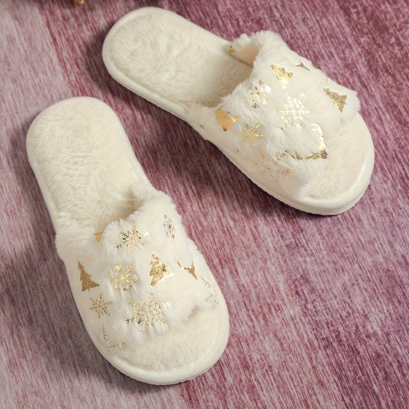 Christmas Plush Open Toe Cotton Slippers — изображение 3