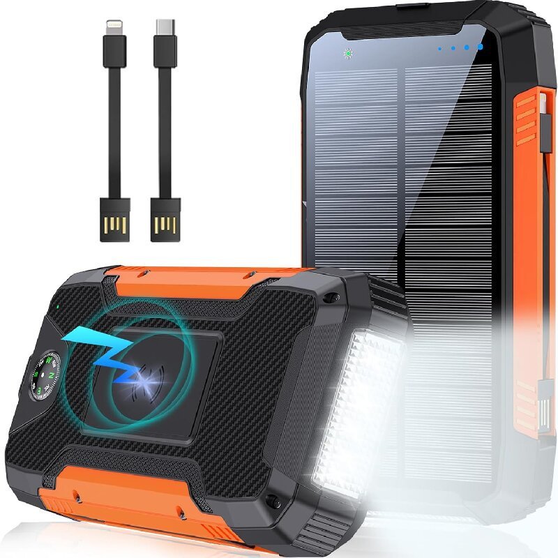 With Cable Solar Charging Unit 20000mah Portable Wireless Charger Mobile Phone Power Bank — изображение 6