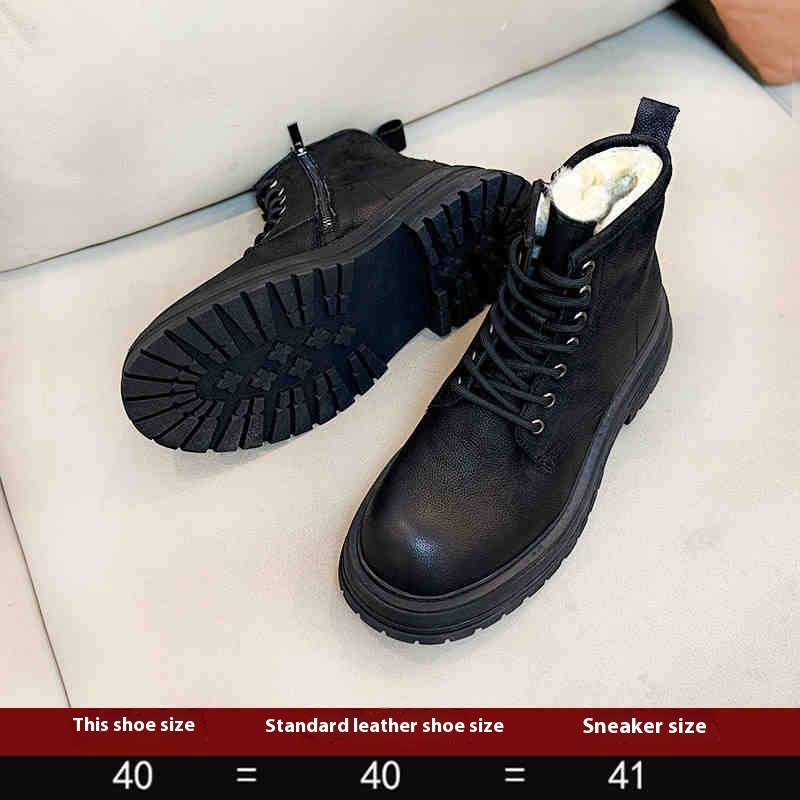 Sheepskin Fur Snow Boots Men's Thick Bottom Non-slip Dr Martens Boots - Image 3