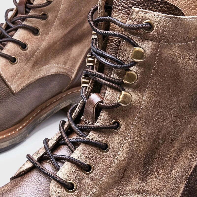 Genuine Leather Fleece Lined Mid-Top Martin Men's Boots High-top Trendy Foreman Motorcycle Desert Boots - Image 5