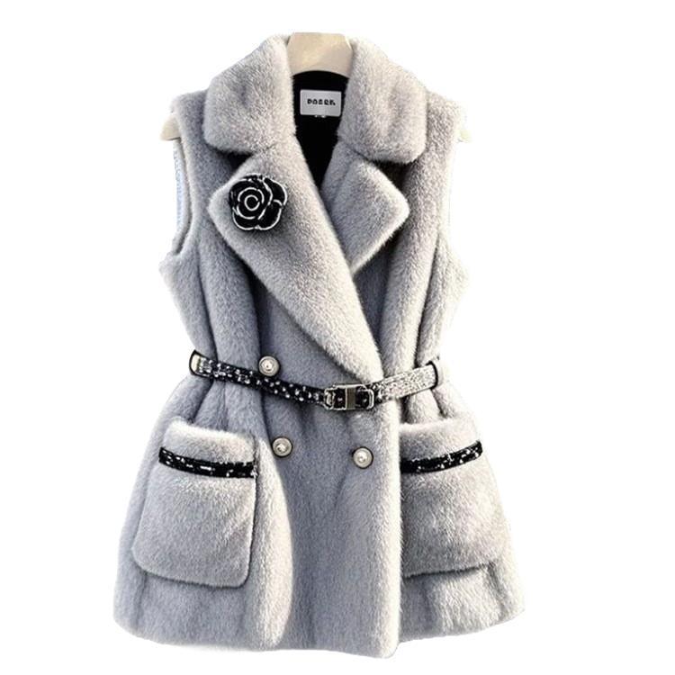 French Style High-grade Bandage Dress Waist-tight Gray Vest - Image 5