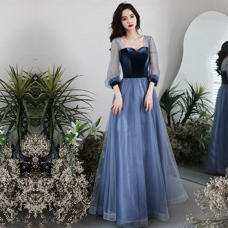 Velvet Long Birthday Party Dress For Women - Image 3