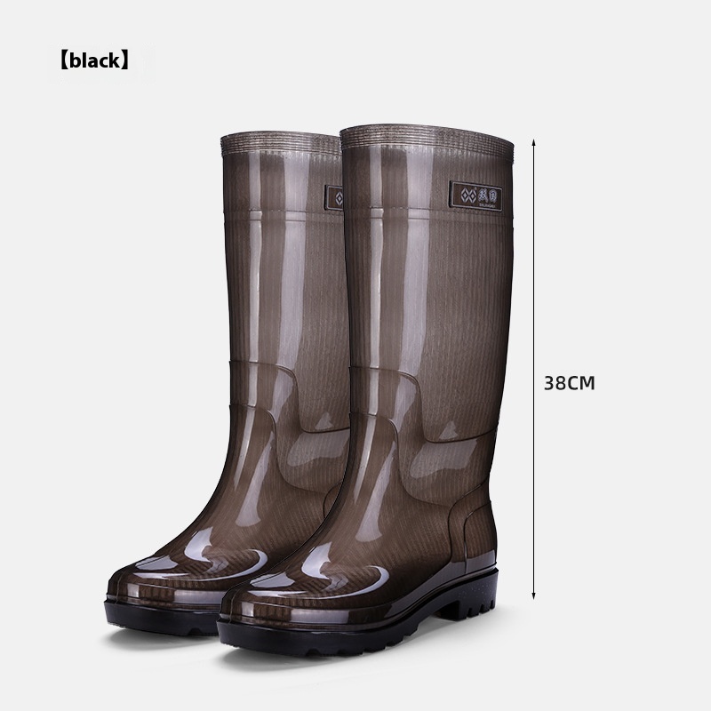 Men's Knee-high Rain Boots Non-woven Jelly Non-slip Wear-resistant Rubber Shoes — изображение 6