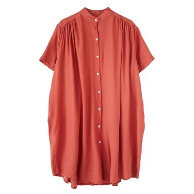 Women's Mid-length Short Sleeve Breasted Stand Collar Irregular Shirt — изображение 6