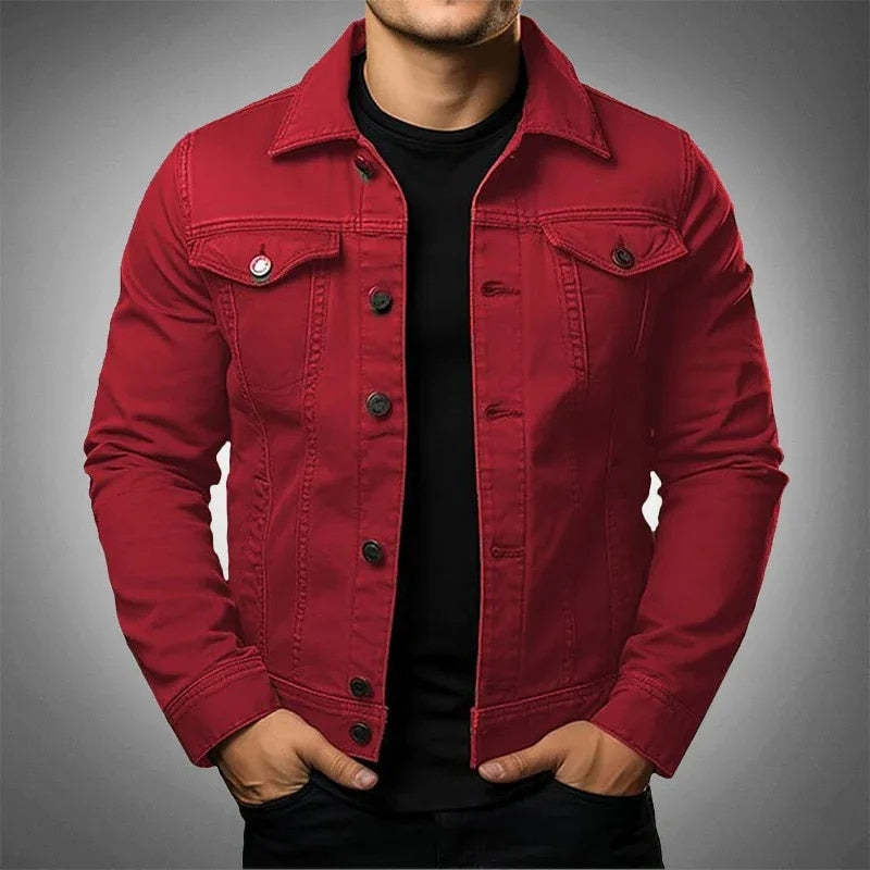 Men's Jacket Denim Coat Tooling Solid Color Thick Coat - Image 5