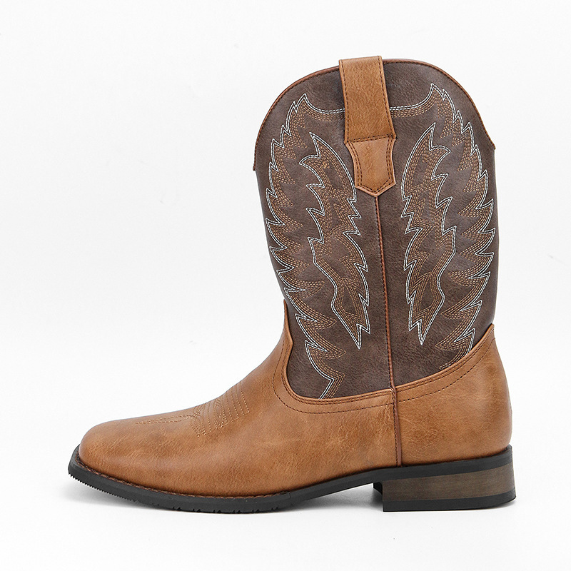 Western Denim Square Toe Motorcycle Men's Boots - Image 3