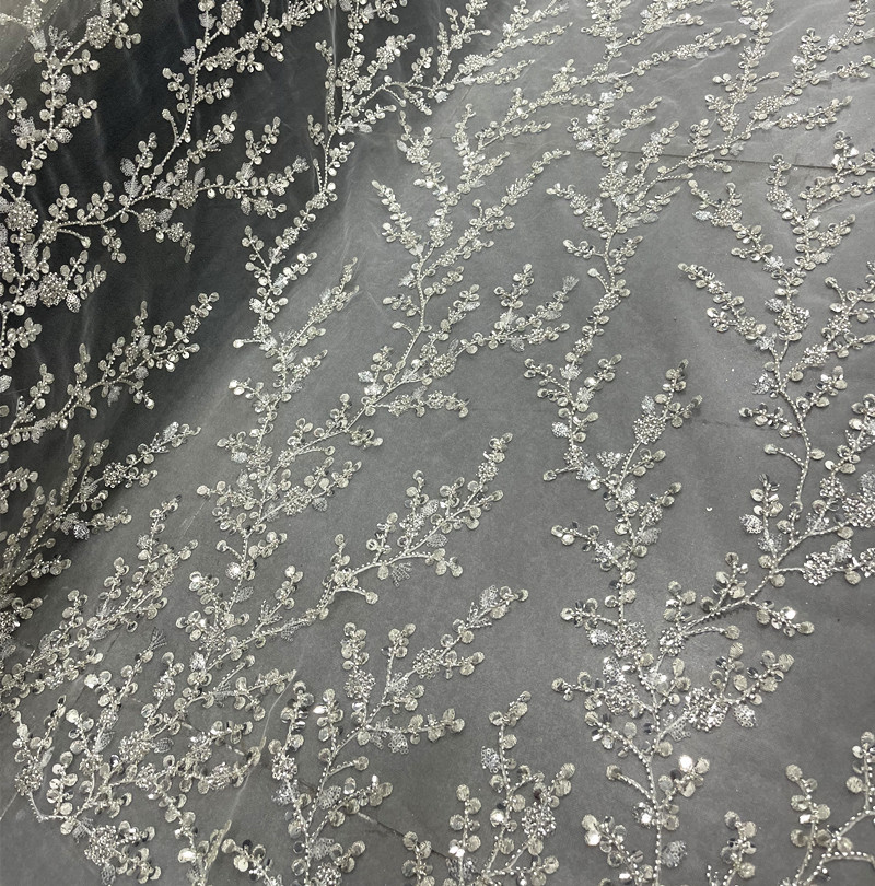 Crystal Sequin Embroidered Transparent Clothing Fabric — изображение 2