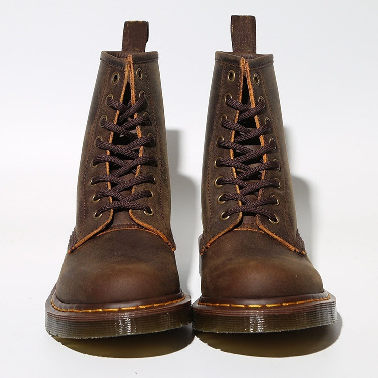 Cowhide British Retro Brown Flat Work Ankle Boots