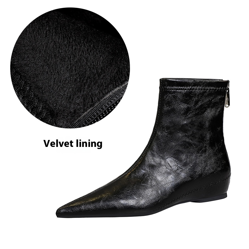 Retro Female Boots Comfortable Low Heel Wedge Hidden Heel - Image 9