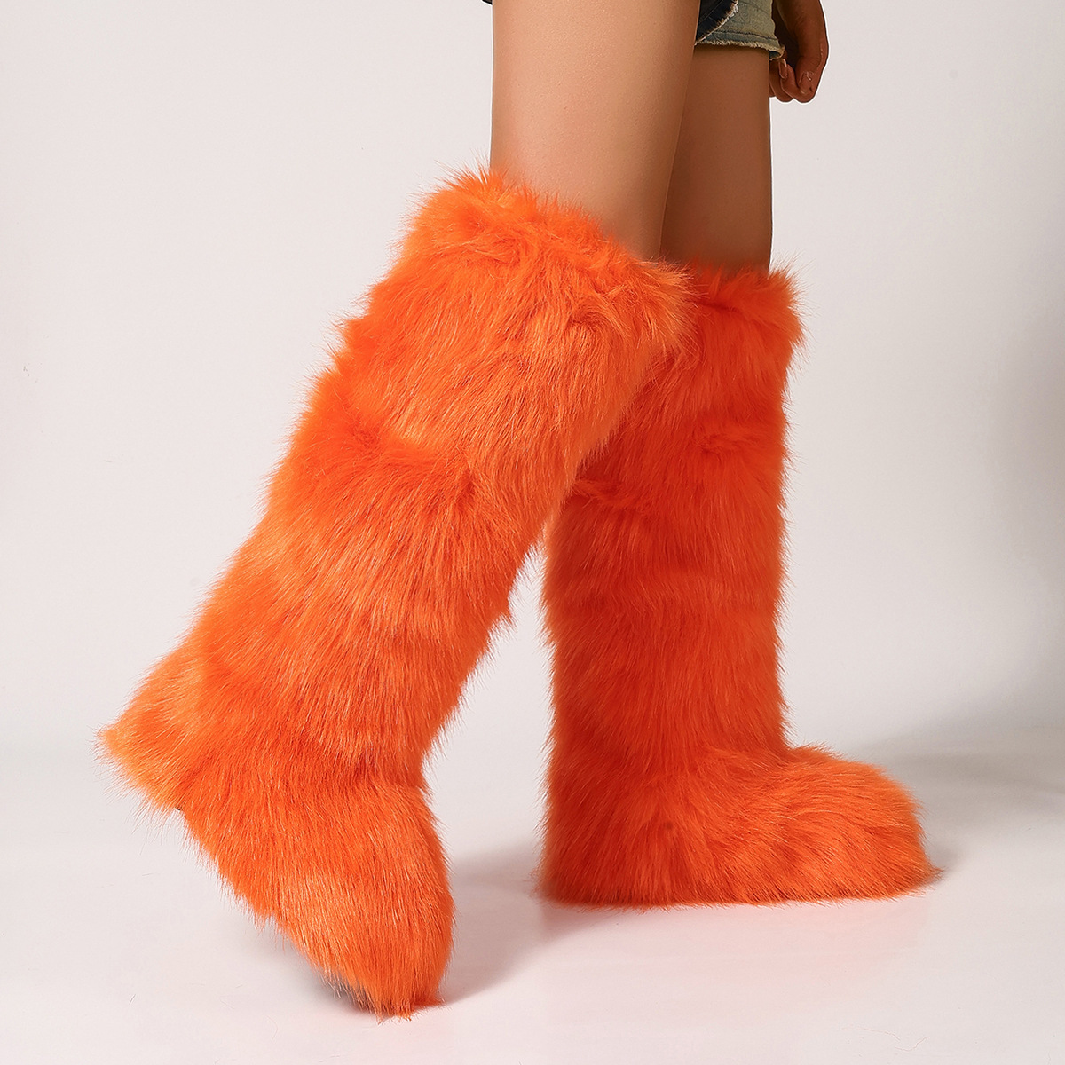 Flat Heel High-top Warm Winter Long Tube Fur Boots - Image 7