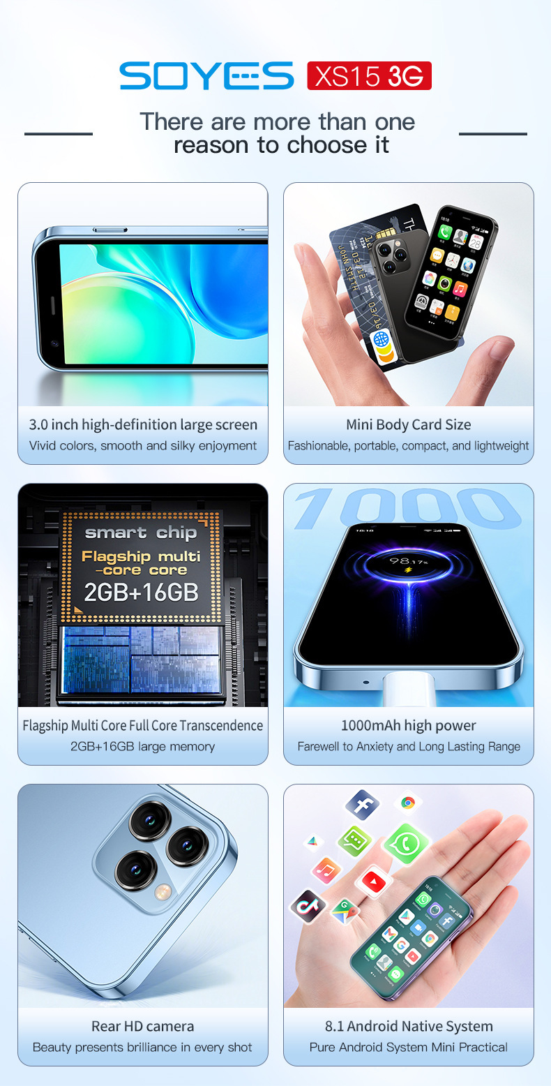 S23PRO & XS15 Mini Smart Small Mobile Phone 30 Screen 2G 16G Android 3G Network WIFI - Image 10