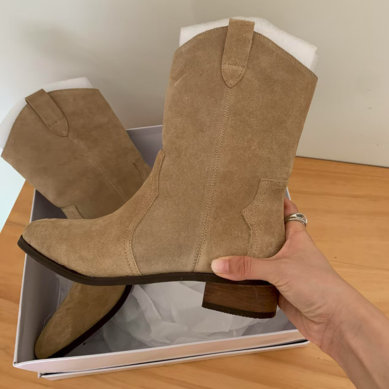 Pointed Toe Chunky Heel Western Cowboy Boot Women's Fashion Temperament - Image 3