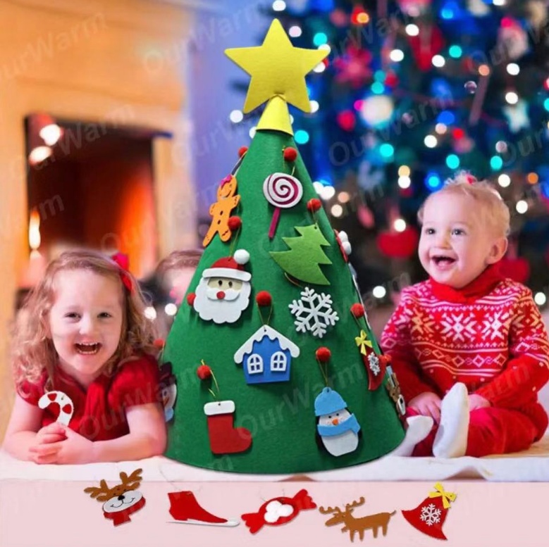 Felt Christmas Tree Three-dimensional Christmas Tree Pendant Children's Puzzle Handmade DIY – Bild 3